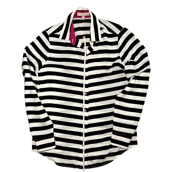 Banana Republic Black & White Striped Button Down Shirt - Picture 11 of 14